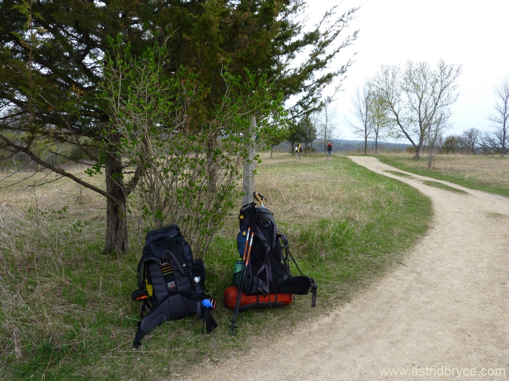 Backpacks on trail