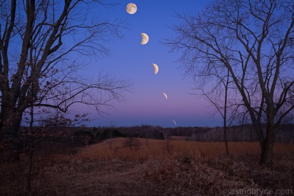 Five stages of the third lunar eclipse of the tetrad