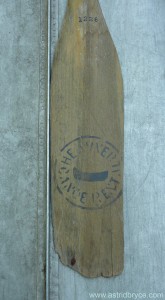 Canoe paddle on aluminum canoe