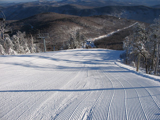 Freshly groomed ski run