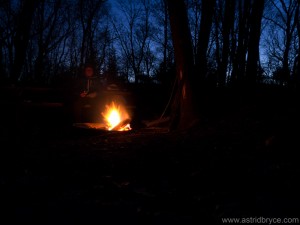 Enjoying a warm fire on a cold evening