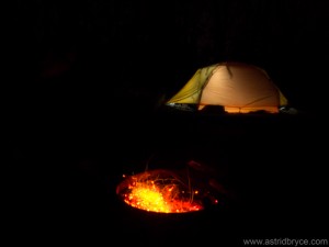 Our illuminated tent in the background