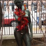 Statue with leaves