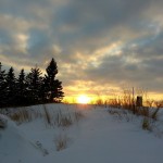 The sun sets on a deceptively cold day of cross country skiing