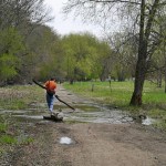 We built a bridge across the flooded river bottoms trail